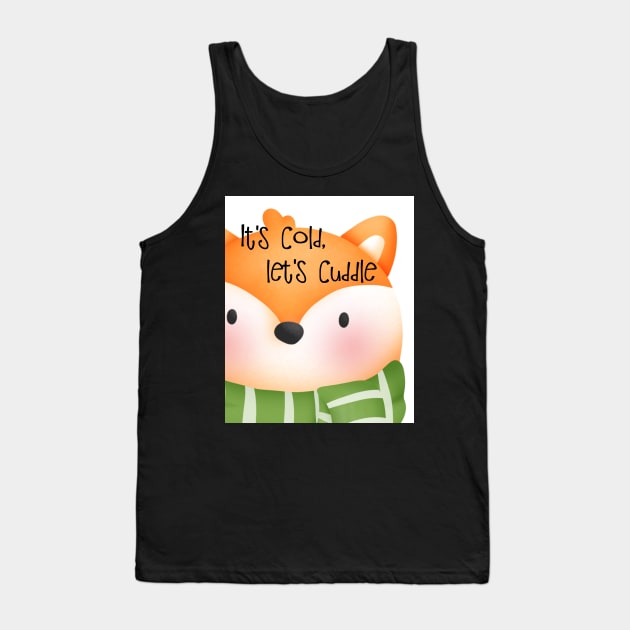 Cute Watercolor Fox Tank Top by JanesCreations